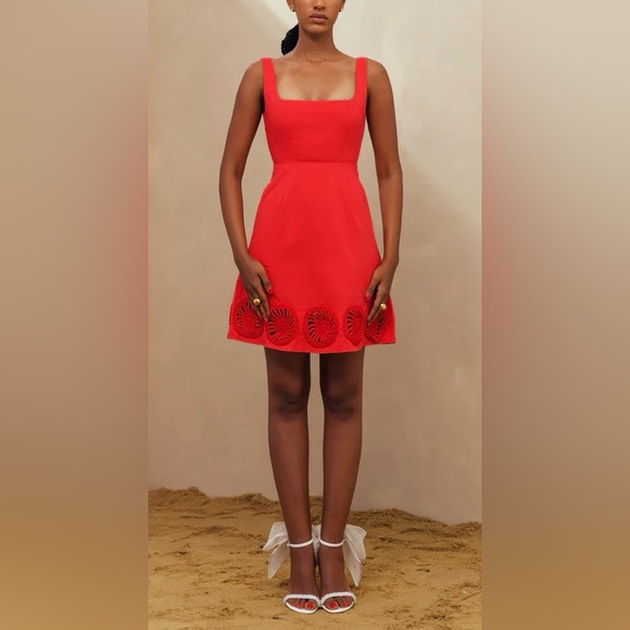 Elexiay Kogi Crochet Embellished A-Line Minidress red NWOT - Picture 1 of 16